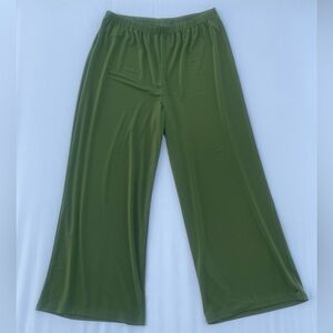 Bob Mackie Wearable Art Olive Green Wide Leg Elastic Waist Pants LP